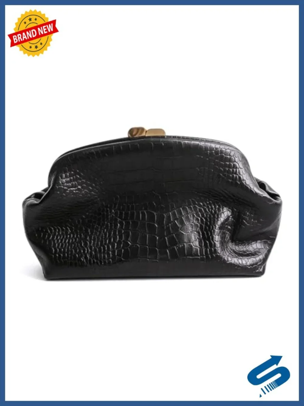 Elegant Faux PU Leather Clutch Chain Strap Evening Bag